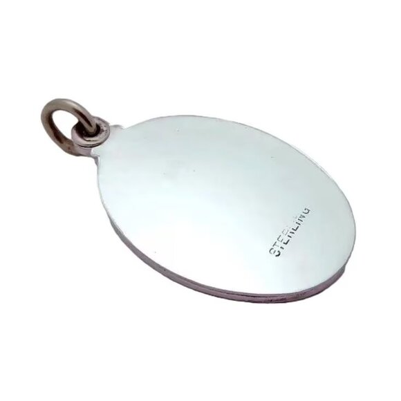 Vintage Saint Christopher Protect Us Sterling Silver Enamel Slide Pendant Charm - Picture 2 of 6